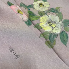 作家物 付下げ 裄68 美しい花柄の染め 華紋 訪問着 正絹 着物 MK-1157