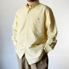 Ralph Lauren オックスフォード ボタンダウン 長袖シャツ XXL イエロー系 BD 大きいサイズ ラルフローレン ビンテージ D143-14-0035XVW