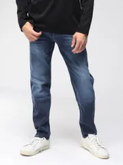 HUGO BOSS (ヒューゴボス) ソフトタッチ テーパード レギュラーフィット デニムパンツ