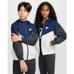 ナイキ キッズ ウィンドブレーカー 130-160cm 子供服 NIKE ジュニア ウィンドランナー フーデッド ジャケット 裏メッシュ アウター はっ水 防風 nike スポーツウェア ウインドブレーカー 子ども スポーティ  上着  /FZ5516-410