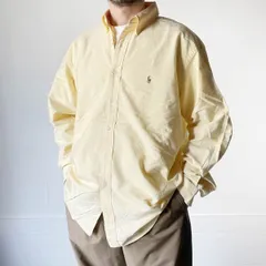 90s ラルフローレン YARMOUTH オックスフォード ボタンダウン 長袖シャツ 16-1/2 黄色系 大きいサイズ ビンテージ D143-14-0019XVW