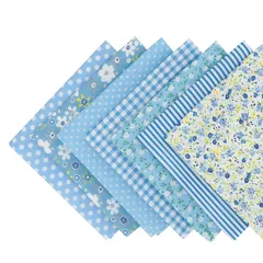 サムコス 7枚図案セット 生地 布 50*50cm 花柄 パッチワーク布 カットクロス 綿 DIY手芸用 ハンドメイド 小花 はぎれ 花 縫う手作り パッチワー 室内装飾 (ブルー)