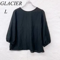 e5927 【グラシエ】 ブラウス L ゆったりシルエットが魅力の軽やかブラックブラウス。シンプルで着回しやすく、オンオフ両方に使える万能アイテムです。