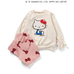 子供服 パジャマ サンリオ 女の子 ハローキティ アンパサンド フリース 裏起毛 長袖 140cm 130cm 120cm 110cm 100cm 90cm 秋 冬 ワンマイルウェア もこもこ かわいい おしゃれ 子供用 保育園 幼稚園 園児 小学生