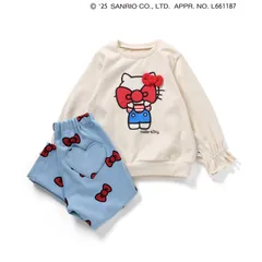 子供服 パジャマ サンリオ 女の子 ハローキティ アンパサンド フリース 裏起毛 長袖 140cm 130cm 120cm 110cm 100cm 90cm 秋 冬 ワンマイルウェア もこもこ かわいい おしゃれ 子供用 保育園 幼稚園 園児 小学生
