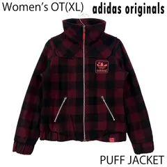 【USED／ウィメンズOT(XL)】ADIDAS ORIGINALS パフ ジャケット オンブレチェック レッド
