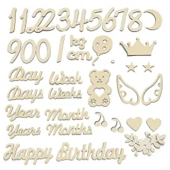 木製 レターバナー 40枚セット 月齢フォトグッズ ニューボーンフォト ウッドレター 月齢カード マンスリーカード 記念日フォト 撮影道具 記念写真 出産祝い 成長記録 プレゼント 誕生日