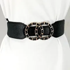 【ブラック】68cm～100cm　レディース 幅広 ゴムベルト