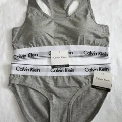 新品 カルバンクライン ブラ&ショーツ 上下セット レディース 下着 グレー