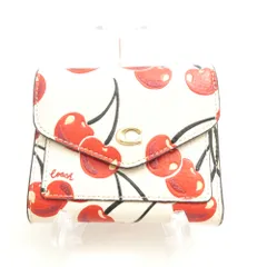 美品 COACH コーチ CA160 ウィン スモール ウォレット ウィズ チェリー プリント 二つ折り財布 サイフ レディース AM7200 
