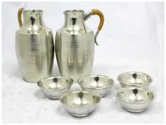 錫製 本錫 酒器7点セット ちろり お猪口 ちろり2個 猪口5個 盃 杯 すず スズ 中古のサムネイル
