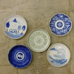骨董 小皿 まとめ売り 5枚 M-00567 / 赤絵 印判皿 染付皿 和皿 伊万里焼 有田焼 古道具 アソート まとめて