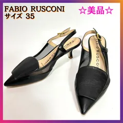 ☆極美品☆ FABIO RUSCONI ファビオルスコーニ パンプス 35 オーナメント ポインテッドトゥ メッシュ 黒