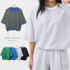 ゴルフウェア Ｔシャツ レディース 韓国 半袖 5分袖 トップス トレーニング テニス ジム ダンス トレーニングウェア 春 夏 秋 無地 シンプル 裏地付き カジュアル 緑 青 グレー 黒 ゴルフ女子 大人 ゴルフ スポーツ