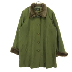 美品 Leilian レリアン 日本製 長袖 ファーコート 13+ カーキ レディース 古着