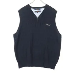 TOMMY HILFIGER トミーヒルフィガー 刺繍 ゴルフ Vネック ニットベスト S ブラック メンズ 古着
