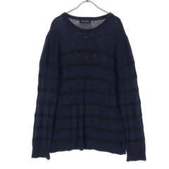 nano universe ナノユニバース ボーダー柄 長袖 セーター L ネイビー メンズ 古着