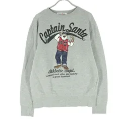 美品 CAPTAIN SANTA キャプテンサンタ ロゴキャラクター刺繍 長袖 スウェット M グレー メンズ 古着