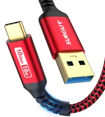 SUNGUY USB3.1 Gen2 USB Type C ケーブル 0.5M USB-A & USB-C 10Gbps高速データ転送 タイプc ケーブル 短い Android Auto対応 最大3A急速充電 金メッキコネクタ ナイロン編み iPhone16/