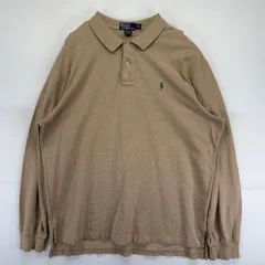 古着 90's/90年代 ポロ・ラルフローレン POLO RALPH LAUREN 長袖 ポロシャツ 大きいサイズ ワンポイントロゴ  2XL  ベージュ系 メンズ
