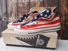 90s デッドストック USA製【CONVERSE】ALL STAR HI ビンテージ コンバース オールスター ハイカット スニーカー STAR&BAR 星条旗柄◆US-7 1/2  (26cm)
