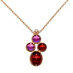 ヴァンドーム青山 Vandome Aoyama ネックレス ダイヤモンド K18PG 3.3g ガーネット アメジスト ピンクゴールド【中古】