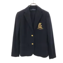 RALPH LAUREN ラルフローレン 日本製 金ボタン テーラードジャケット 9 ネイビー ブレザー レディース 古着