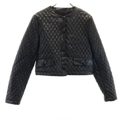 ZARA ザラ フェイクレザー キルティングジャケット S ブラック 中綿 レディース 古着