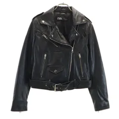 ZARA ザラ フェイクレザー ダブルライダースジャケット S ブラック レディース 古着