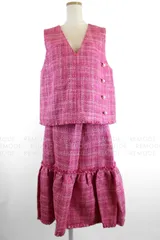 Maglie le cassetto｜チェックツイードジレ＆チェックツイードフリンジスカート