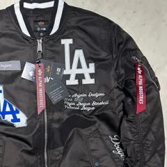 米国仕様 New Era ニューエラ Alpha Industries アルファインダストリーズ MLB LA ドジャース MA-1 ジャケット 茶