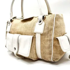 【良品】 COACH コーチ トートバッグ ハンドバッグ ショルダーバッグ キャンバス レザー 革 ベージュ 肌色 ホワイト 白色 チャーム ユニセックス 男女兼用 メンズ レディース