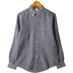古着 ブルックスブラザーズ Brooks Brothers Est.1818 チェック柄 長袖 リネン ボタンダウンシャツ メンズM相当/eaa595878