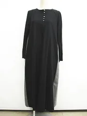 LOISIR ロワズィール ワンピース 黒×グレーチェック 異素材 ゆったり 身幅約55cm 着丈約109.5cm L0021-1113-2