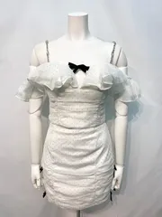 1775 ROBE de  FLEURS ローブドフルール　キャバクラ　ドレス　セットアップ　キラキラ　ストーン　リボン　フリル　キャミ　タイト　ミニ　キャバドレス　M