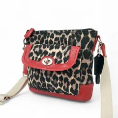 COACH コーチ ターンロック ショルダーバッグ サコッシュ レオパード柄 アニマル柄 エナメル 斜め掛け クロスボディ