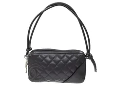 極美品 CHANEL シャネル ポーチ ハンドバッグ カンボンライン ココマーク 9番台 ブラック ブラック 中古 4b007727