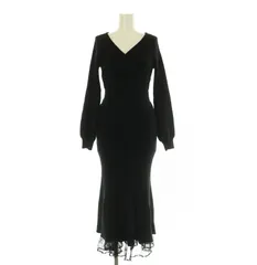 リゼクシー RESEXXY カシュクールマーメイドワンピース ニット ロング 長袖 ペチコート付 F ブラック /MY ■OS