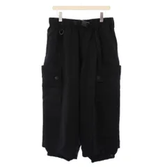 ワイスリー Y-3 ヨウジヤマモト WASHED TWILL CARGO PANTS ウォッシュドツイルカーゴパンツ ナイロン ジップフライ ワンカラー ベルト ロゴ M 黒 ブラック タグ付き JD3523 /BBのサムネイル