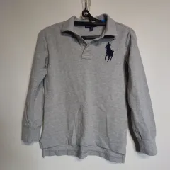 キッズ ポロ ラルフローレン 長袖 カラーTシャツ グレー 8サイズ 春 秋 511223