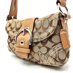 良品? COACH Y2K hobo signature canvas leather beige belt shoulder bag unisex コーチ ショルダーバッグ