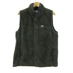 ロゴス ベスト ジャケット アウター 前ボタン ボアフリース メンズ Lサイズ グリーン LOGOS 【中古】