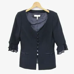 エスカーダ ノーカラージャケット アウター 七分袖 フリル レディース 36サイズ 濃紺 ESCADA 【中古】のサムネイル