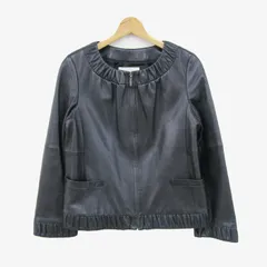 ナチュラルビューティー レザージャケット ブルゾン アウター 羊革 大きいサイズ レディース 13サイズ ブラック NATURAL BEAUTY 【中古】