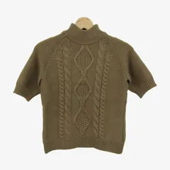 アンタイトル ニット トップス 半袖 ハイネック ケーブル編み 日本製 レディース 9サイズ ブラウン UNTITLED 【中古】