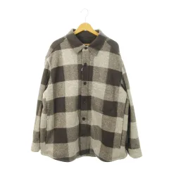 ユニクロ UNIQLO 21AW オーバーシャツジャケット フロントボタン 総裏地 ブロックチェック 大きいサイズ 3XL 茶 ブラウン 311-439811 /MN9 ■GY99