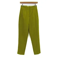 ザラ テーパードパンツ ボトムス ハイウエスト ストレッチ レディース USA XSサイズ 黄緑 ZARA 【中古】