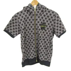 トミー パーカー トップス 半袖 ジップアップ 星柄 スウェット レディース Mサイズ グレー×黒 TOMMY 【中古】