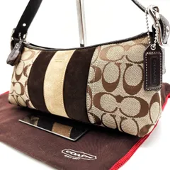 良品? COACH Y2K hobo signature bi-color beige brown canvas suede shoulder bag unisex コーチ ハンドバッグ ショルダーバッグ