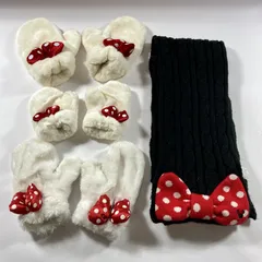 ★ Disney ディズニー まとめ商品 ミニー マシュマロ 手袋 マフラー 4点まとめ ミトン 子供用 大人用 ミニーちゃん 現状品 0.5kg